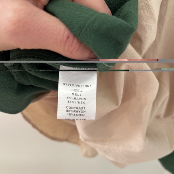 Veveret Linen Blend Babydoll Embroidered Boho Floral Patchwork Tunic Dress L - Picture 6 of 9